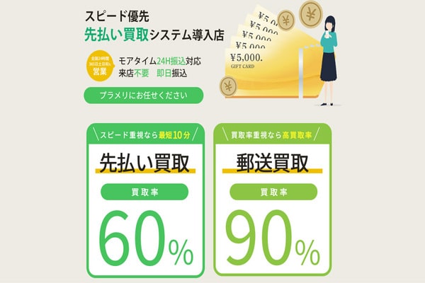 先払い買取業者「プラメリ」のトップ画像