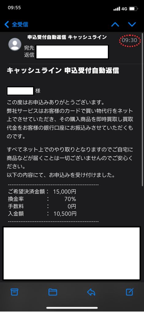 現金化業者「キャッシュライン」を利用してみた結果1