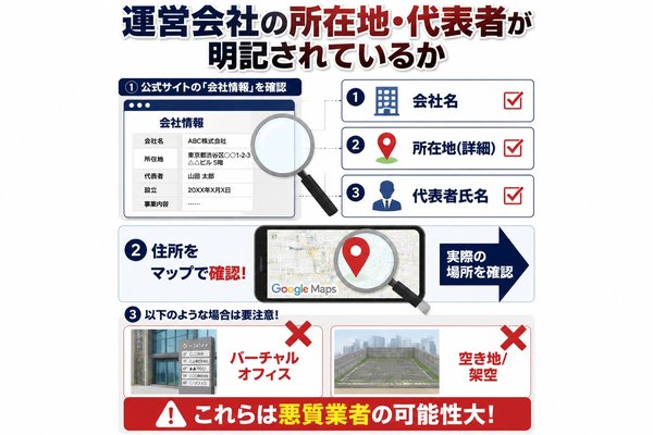 運営会社の所在地・代表者が明記されているか