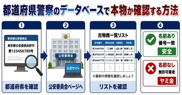 都道府県警察のデータベースで本物か確認する方法