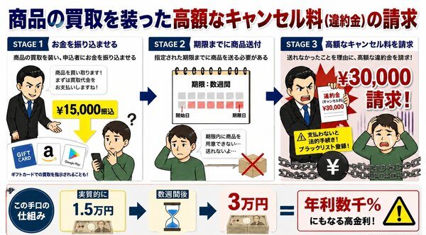 商品の買取を装った高額なキャンセル料の請求