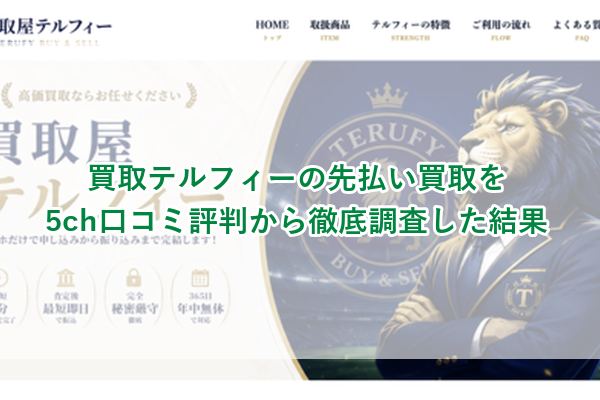 買取テルフィー-TERUFY-の先払い買取を5ch口コミ評判から徹底調査した結果